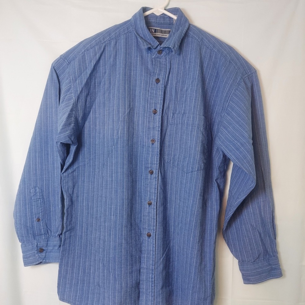 Untied A Break From Tradition Mens Shirt L/G‎ Blue Striped Button Up